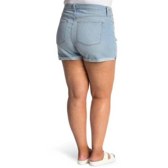 MADEWELL‎ HIGH RISE DISTRESSED CUFFED DENIM SHORTS AINGER WASH BLUE SIZE 35 NWT - Picture 2 of 16